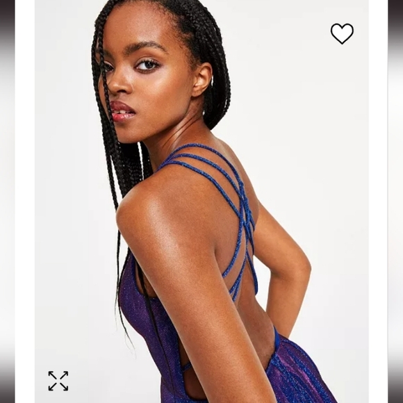 Elegant Strappy-Back Glitter-Finish Gown - Picture 5 of 8